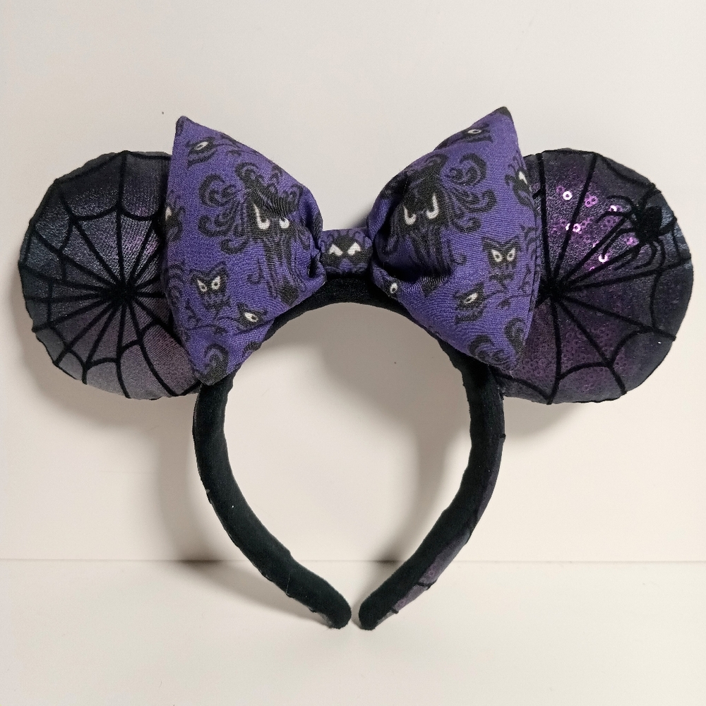 Custom Made Sequin Spiderweb Haunted Mansion Disney Minnie Mouse Ears